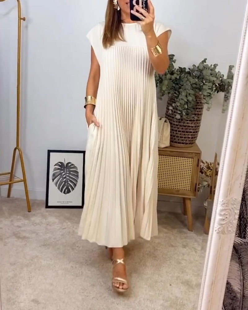 Elegantes Plissee-Kleid Einfarbig Ärmellos