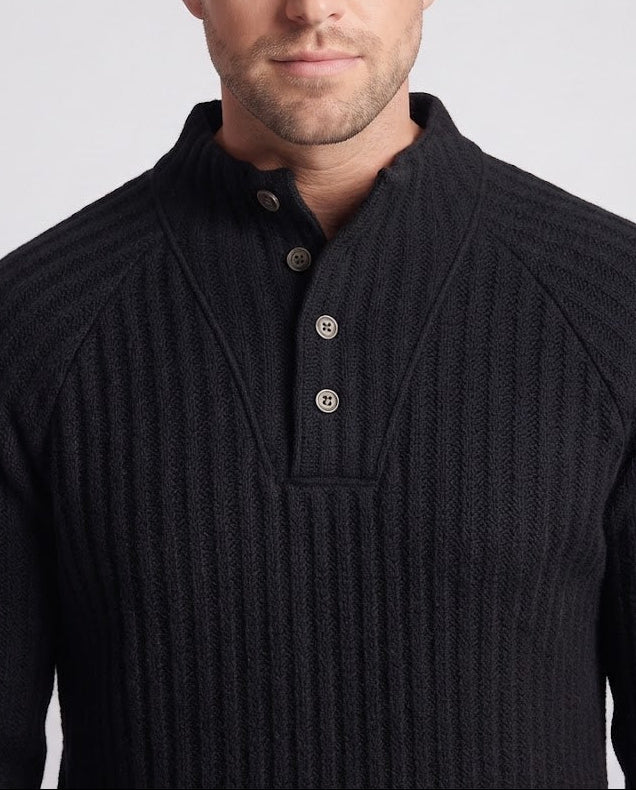 Herren Texturierter Henley-Pullover mit halbknopfleiste und Raglanärmeln Nord Taschen