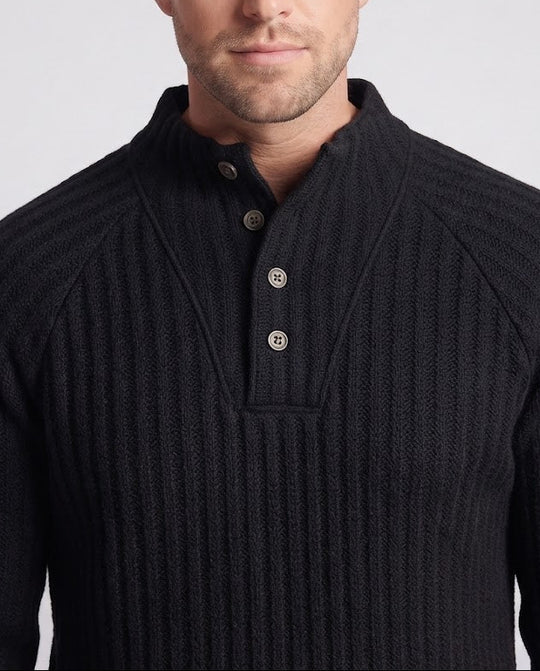 Herren Texturierter Henley-Pullover mit halbknopfleiste und Raglanärmeln Nord Taschen
