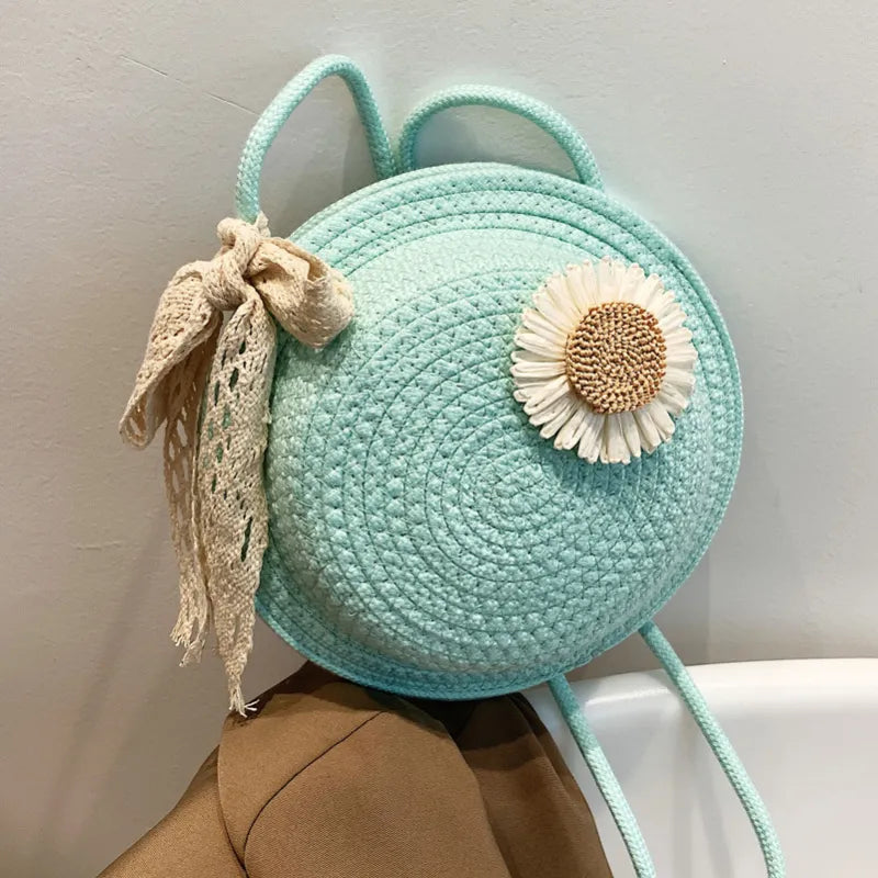 Nord Taschen | Tasche für Damen - Handgefertigte Umhängetasche aus Strohdraht mit verspieltem Blumen-Design