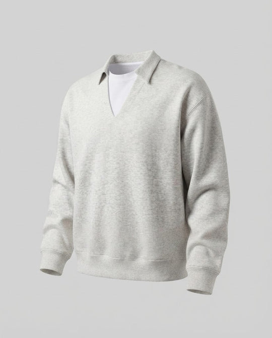 Damen Freizeit- und eleganter Sweatshirt mit Hemdkragen Nord Taschen