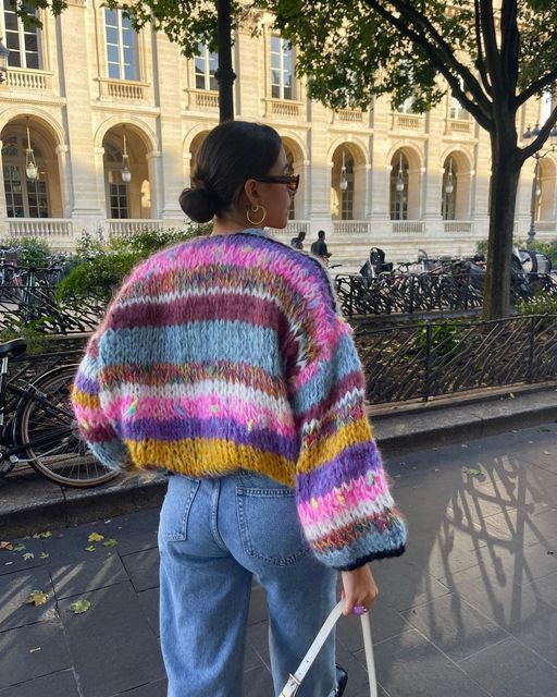 Gestreifte offene Strickjacke Avellé