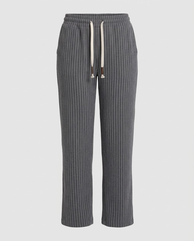 Damen Fließende Wide‑Leg‑Loungehose mit Rippstruktur, Elastikbund und Kordelzug Nord Taschen
