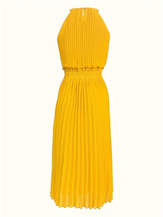 Nord Taschen | Elegantes X-Sommer Midikleid mit Rundhalsausschnitt und Gesch Gathered Taille