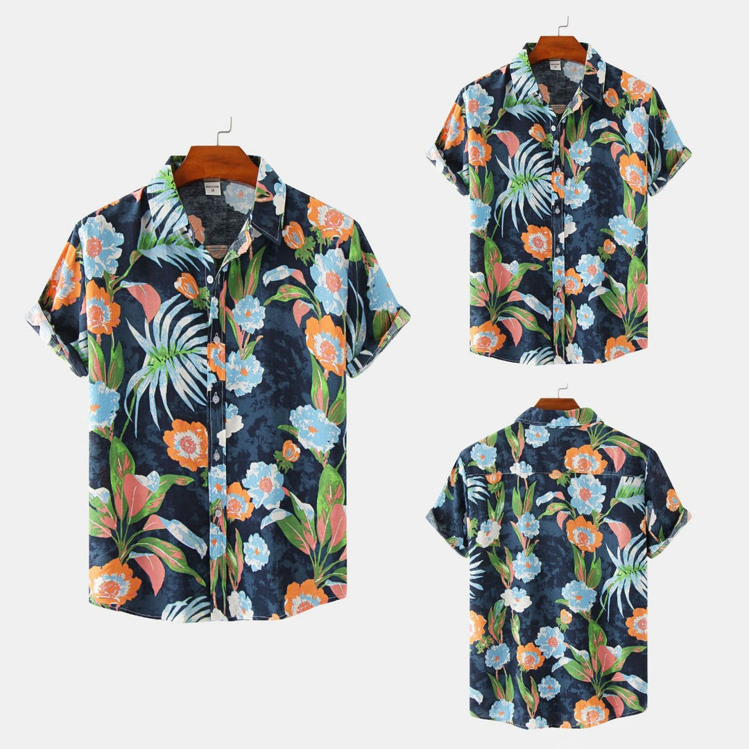 Floral kurzärmeliges Blumenhemd Männer
