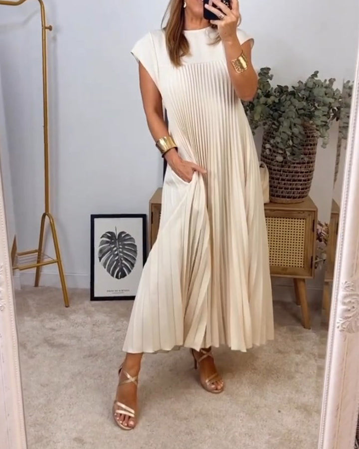 Elegantes Plissee-Kleid Einfarbig Ärmellos