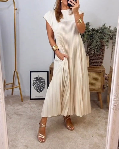 Elegantes Plissee-Kleid Einfarbig Ärmellos