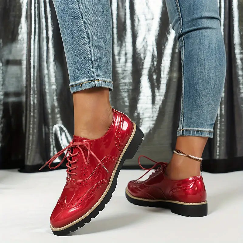 Nord Taschen | Lackschuhe Im Oxford-Stil mit Klobiger Sohle für Damen