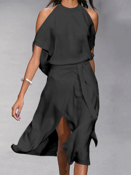 Lässiges Off-Shoulder Midi-Kleid