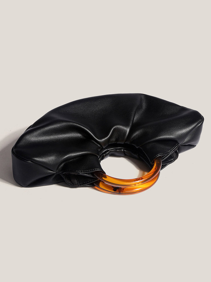 Nord Taschen | Geraffte vegane Kalbsleder-Clutch mit Ringgriff