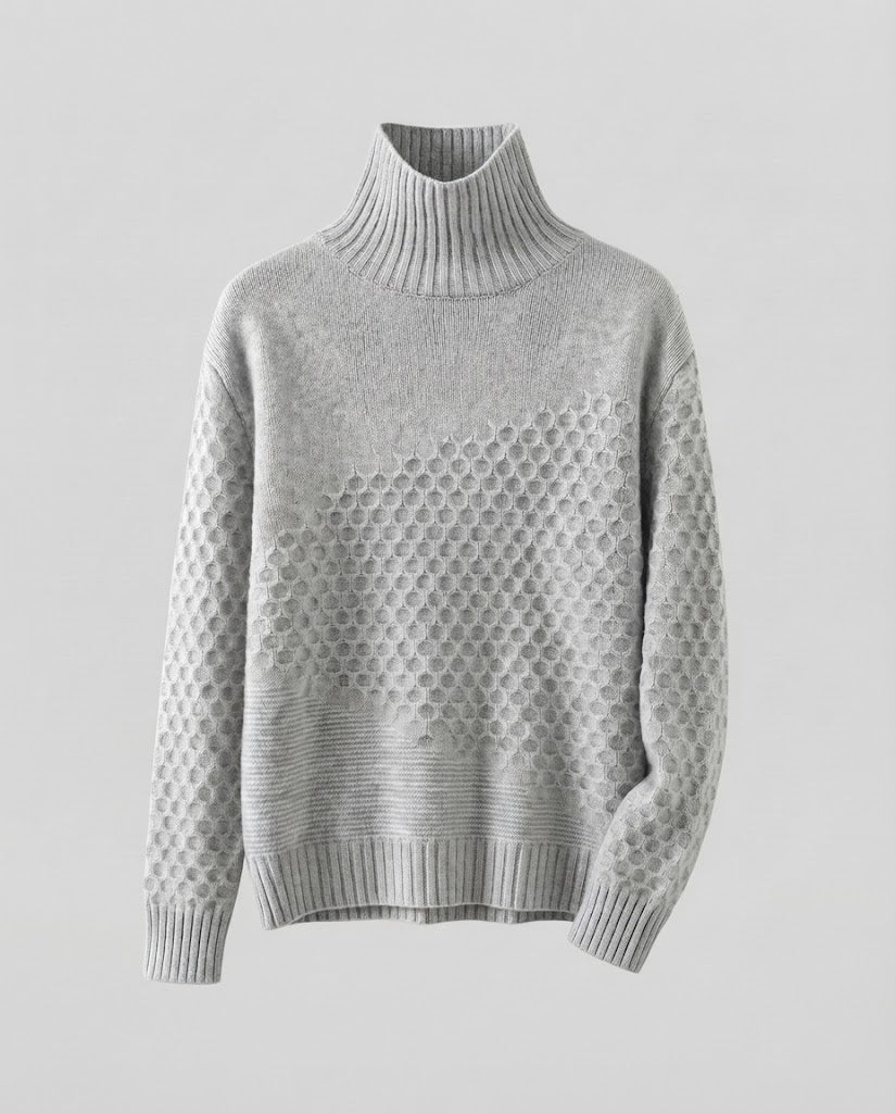 Damen Feiner Rollkragenpullover im Mohair‑Look mit Wabenstruktur Nord Taschen