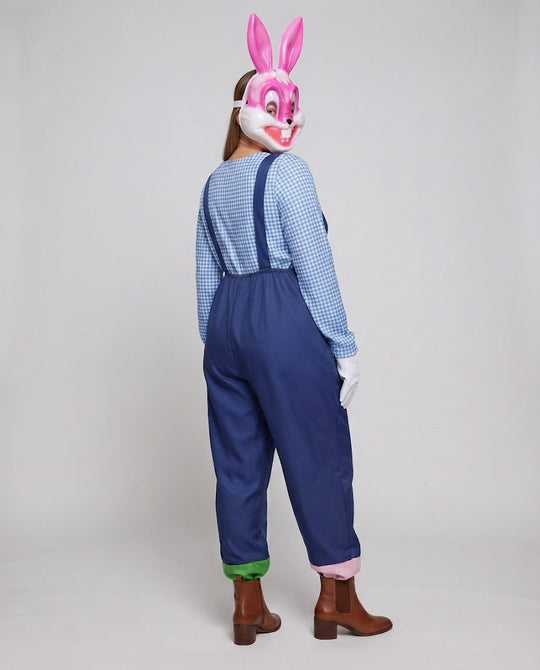 Damen Kostüm für Karneval mit Hasenmaske und Latzhose Nord Taschen