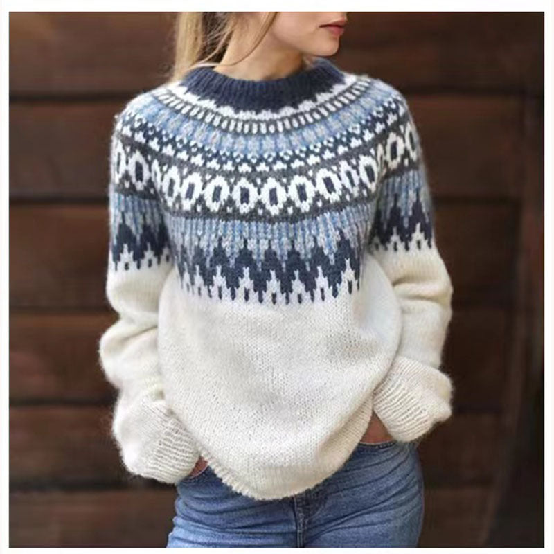 Warmer Wollpullover im Inselstil