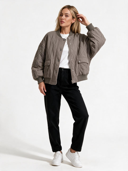 Damen gesteppte oversized Bomberjacke