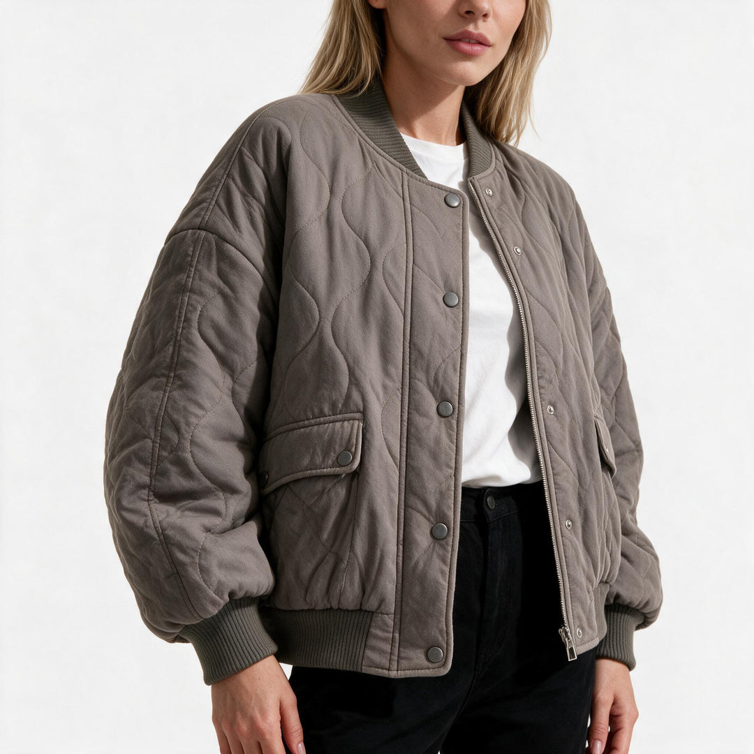 Damen gesteppte oversized Bomberjacke