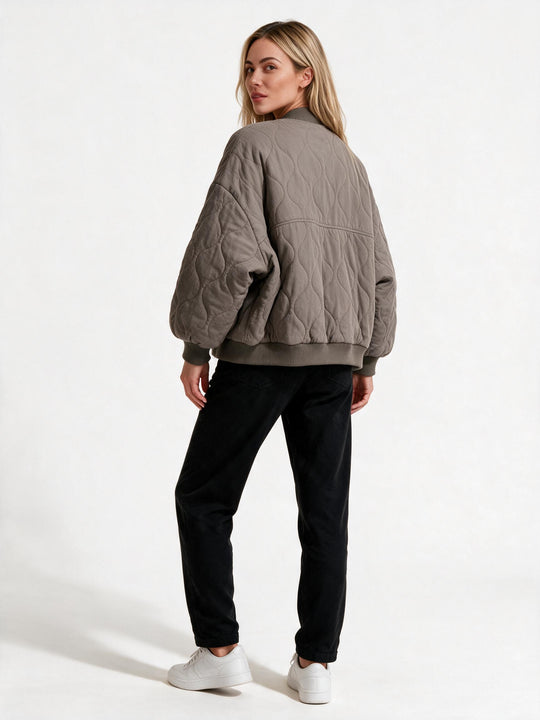 Damen gesteppte oversized Bomberjacke