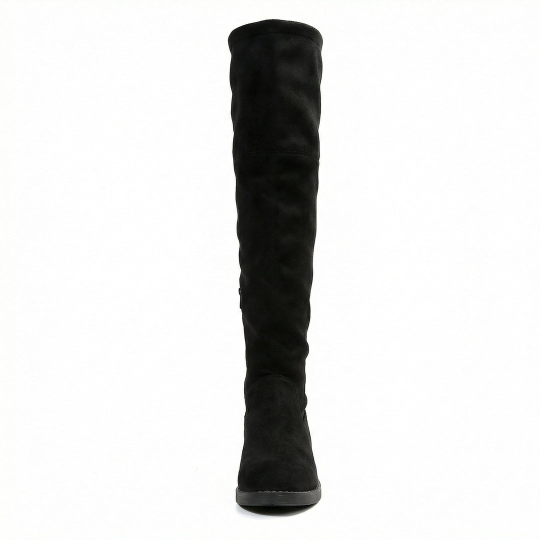 Damen Overknee-Stiefel aus weichem Wildleder mit praktischer Schnürung