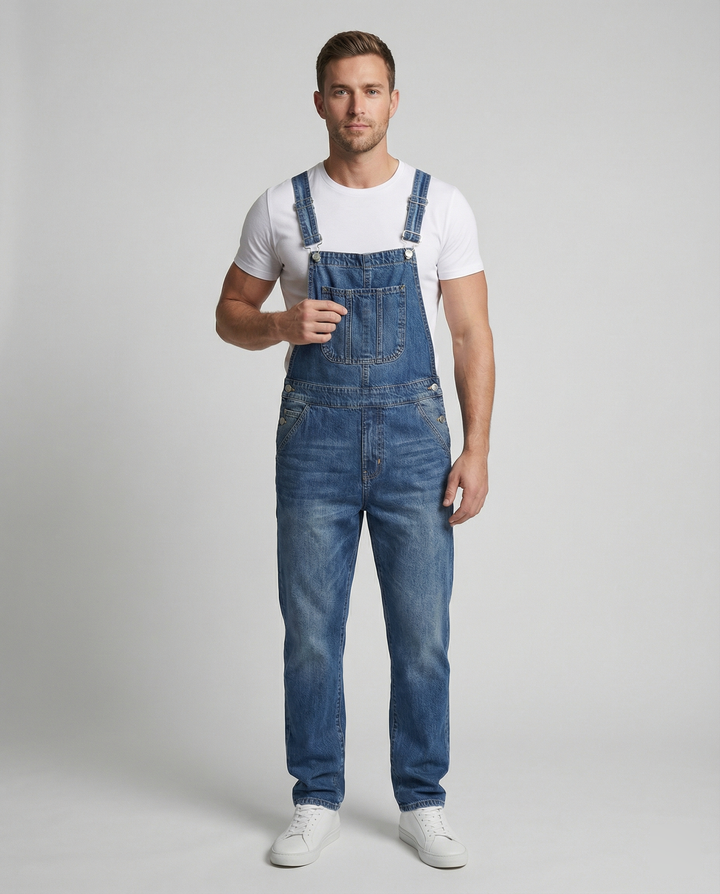 Herren Jeans Latzhose robust mit verstellbaren Trägern