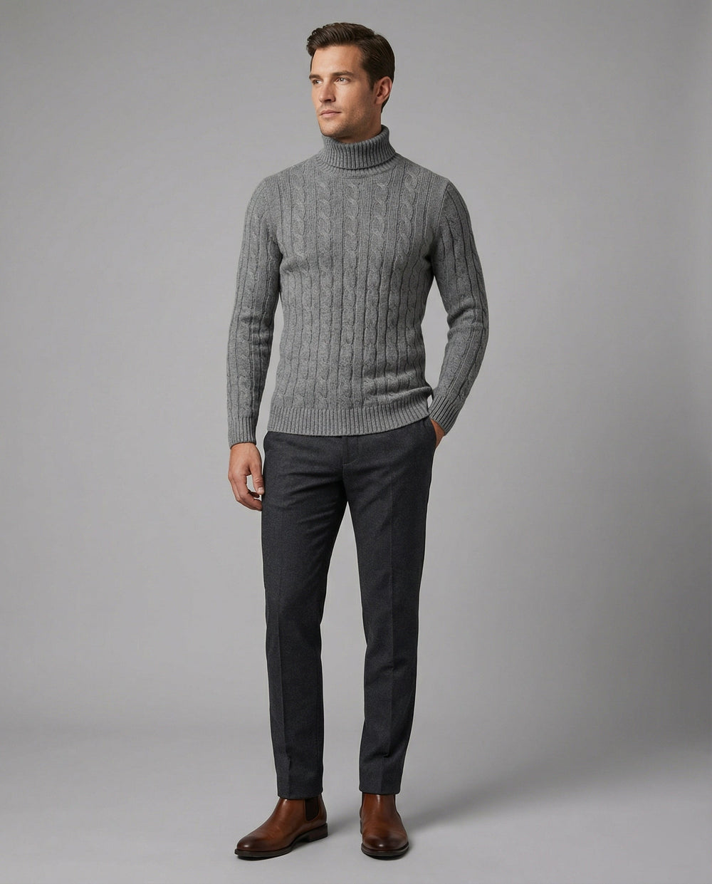 Rollkragenpullover Rippmuster Herren