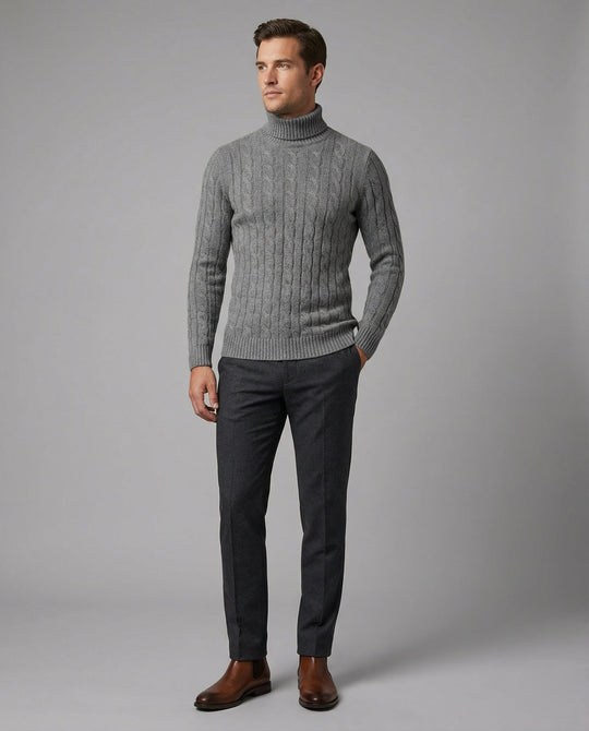 Rollkragenpullover Rippmuster Herren