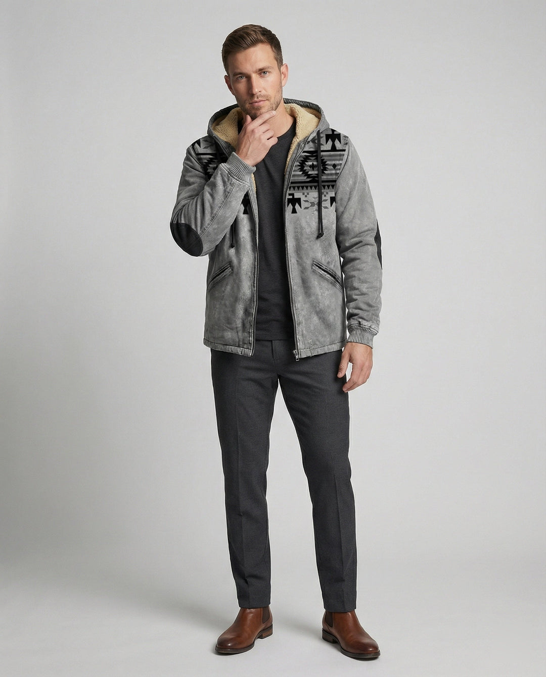 Tribal Print Kapuzenjacke Herren