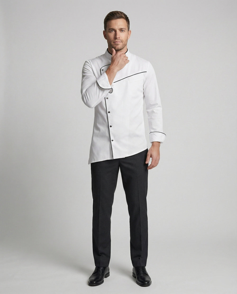 Elegante Kontrast Kochjacke Herren