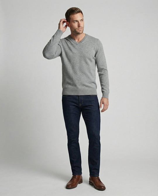 V-Ausschnitt Baumwollpullover