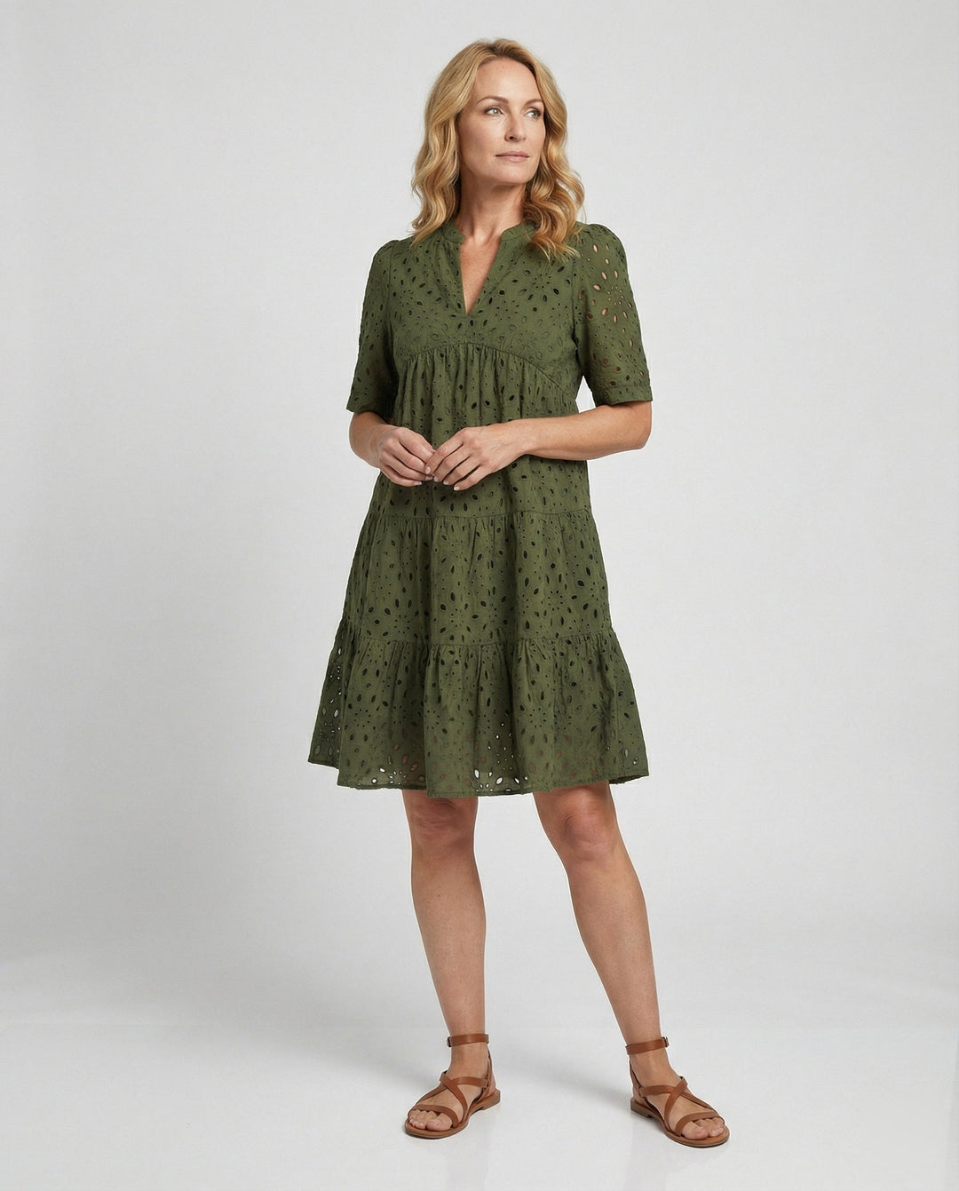 Freizeitkleid Damen mit Lochmuster
