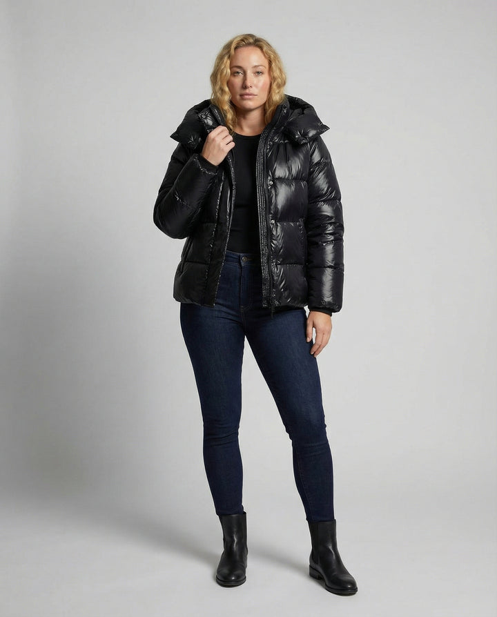 Damen sportliche Steppjacke mit Kapuze | Fudus