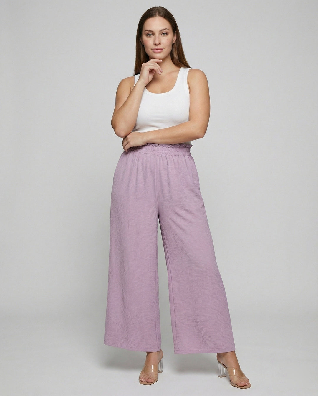 Damen Culotte-Hosen mit weitem Bein und elastischem Bund