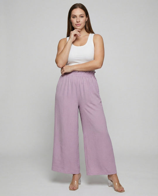 Damen Culotte-Hosen mit weitem Bein und elastischem Bund