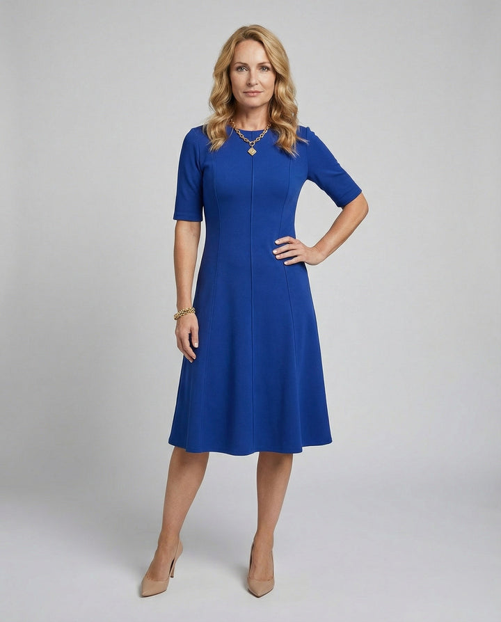 Damen Midikleid elegant Halbarm