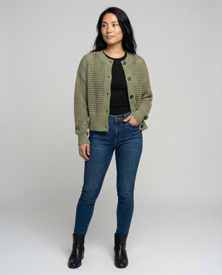 Damen luftiger Strickcardigan