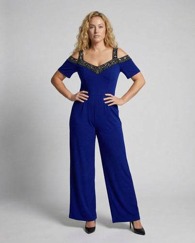 Eleganter Damen Jumpsuit mit Schulterfreiem Schnitt & Glitzerndem Dekolleté für Party & Events - Vittorelli