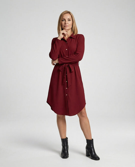 Freizeitkleid Damen knielang mit Knopfleiste