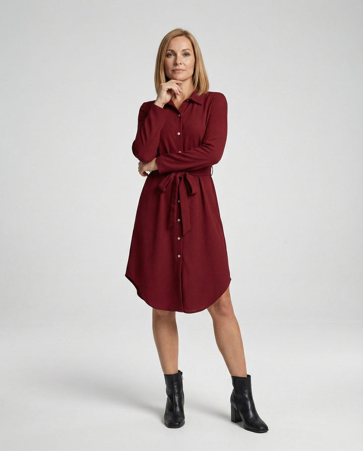 Freizeitkleid Damen knielang mit Knopfleiste