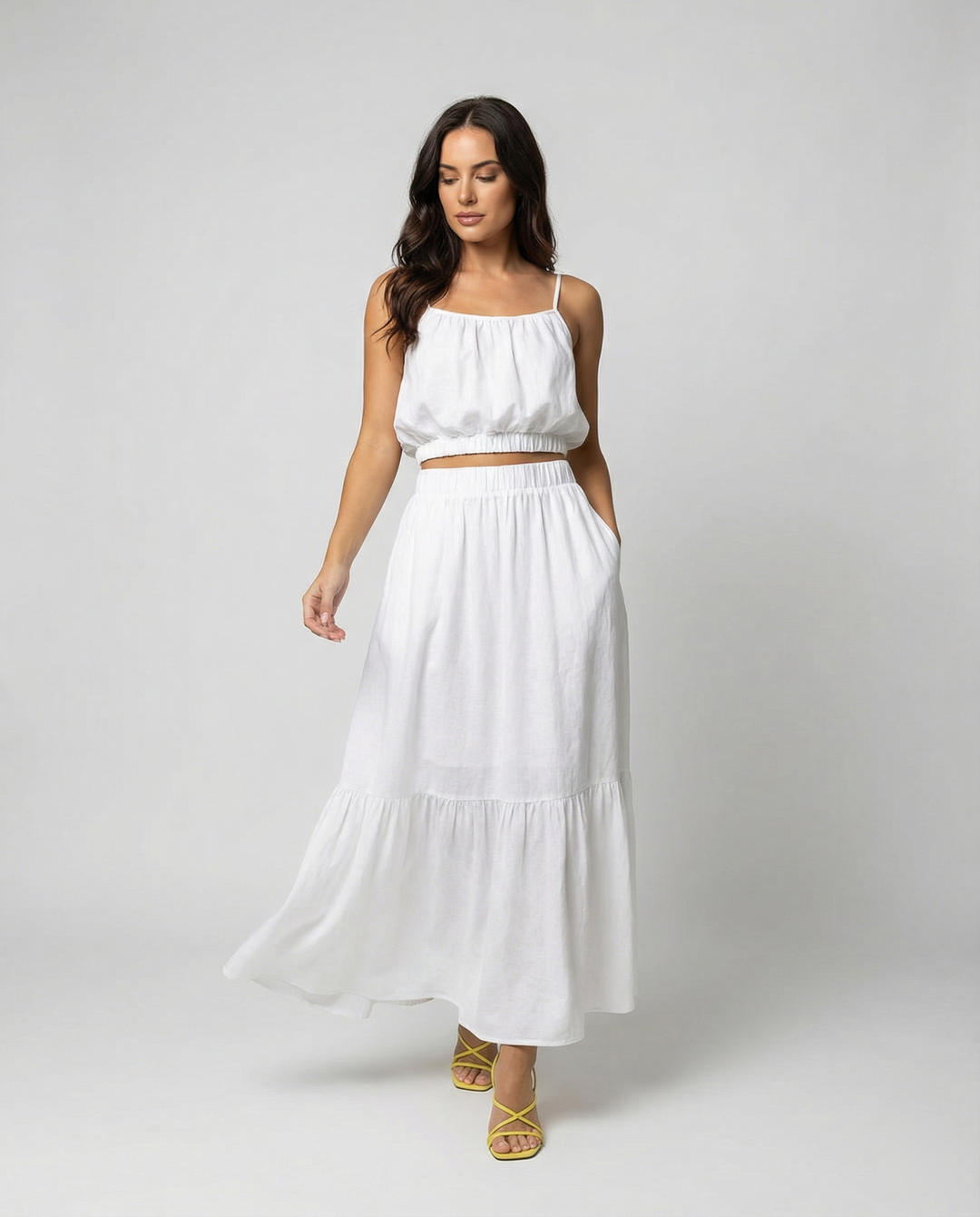 Damen Sommerliches Zweiteiler-Kleid mit fließendem Schnitt und praktischen Taschen