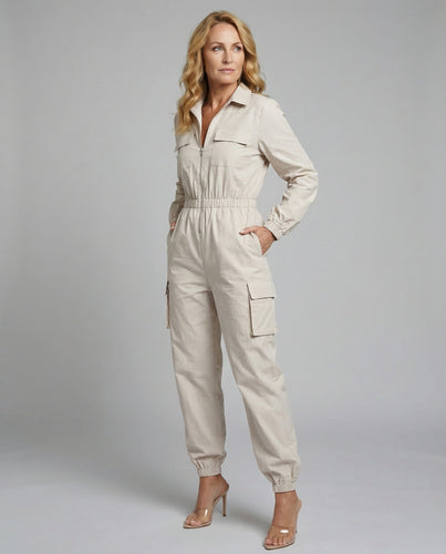 Damen Jumpsuit Elegant mit Cargo Taschen - Arvani