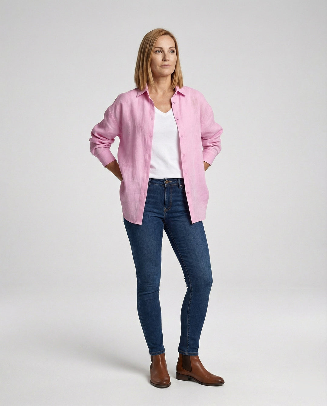 Damen Bluse Leinen Oversize