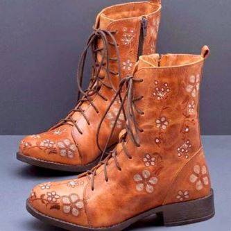 Retro-Stiefel mit Ethnischer Stickerei