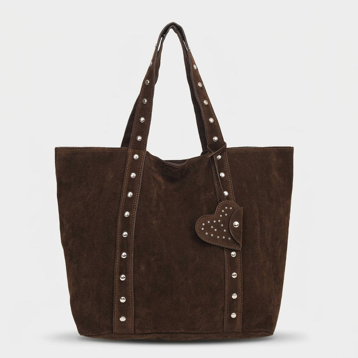 Nord Taschen | Große Wildleder Schultertasche mit Nieten-Detail