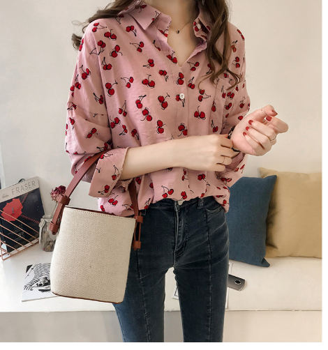 Damenbluse Mit Kirschenprint