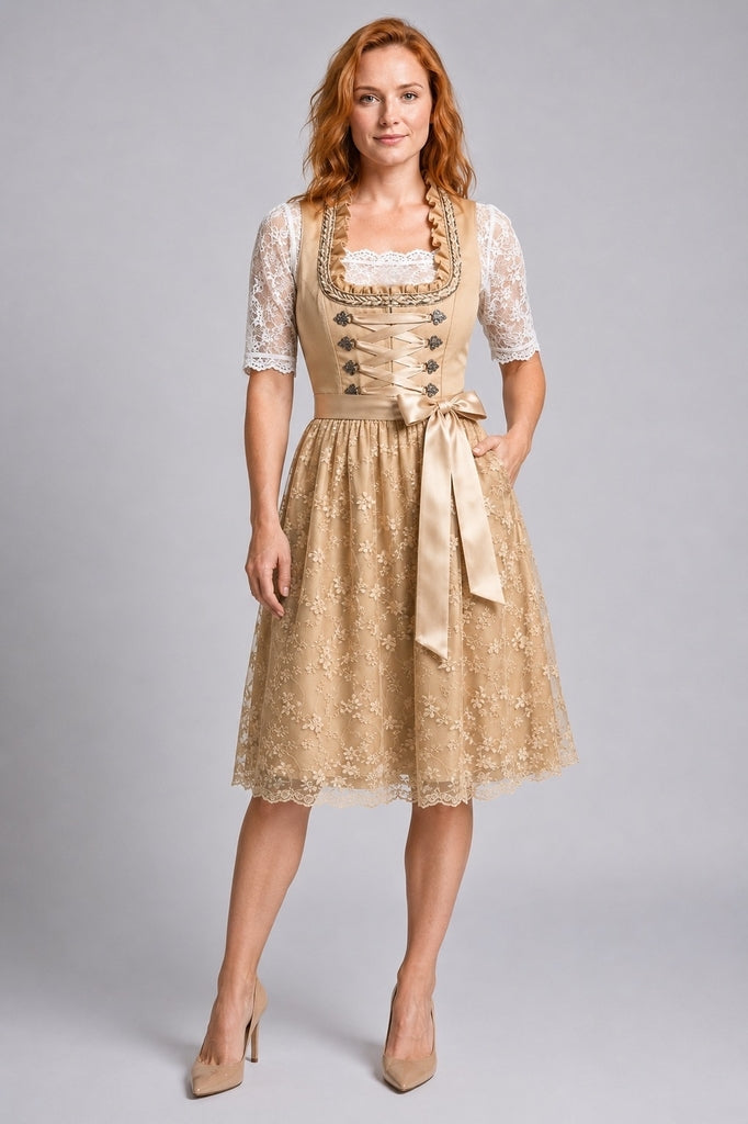 Nord Taschen | Traditionelles Deutsches Dirndlkleid mit Schnürmieder und Spitzenbluse