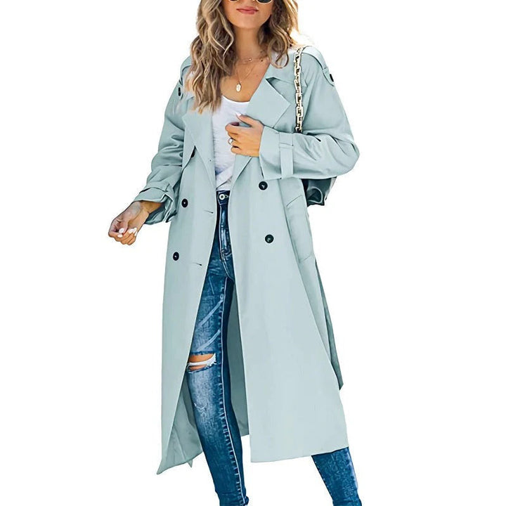Trenchcoat Lange Passform Gürtel an der Taille Doppelreiher Klassischer Stil