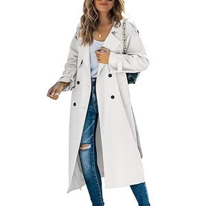 Trenchcoat Lange Passform Gürtel an der Taille Doppelreiher Klassischer Stil