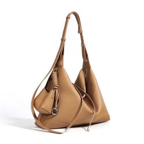 Nord Taschen | Damen Leder Hobo Tasche mit geknotetem Riemen & Quasten Detail