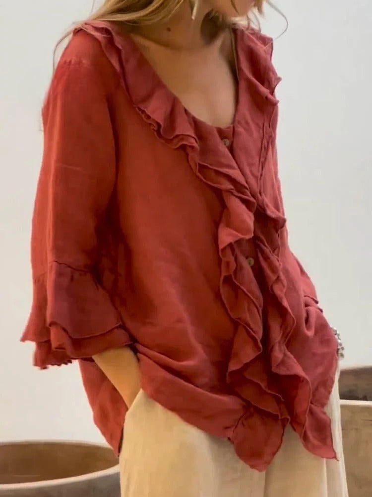 Women's Ruffles Freizeithemd