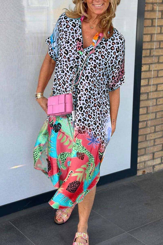 PHONord TaschenE-LÄSSIGES KLEID MIT LEOPARDENPRINT UND KURZEN ÄRMELN