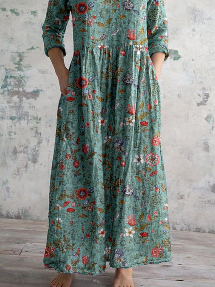 V-Ausschnitt Blumen Kleid