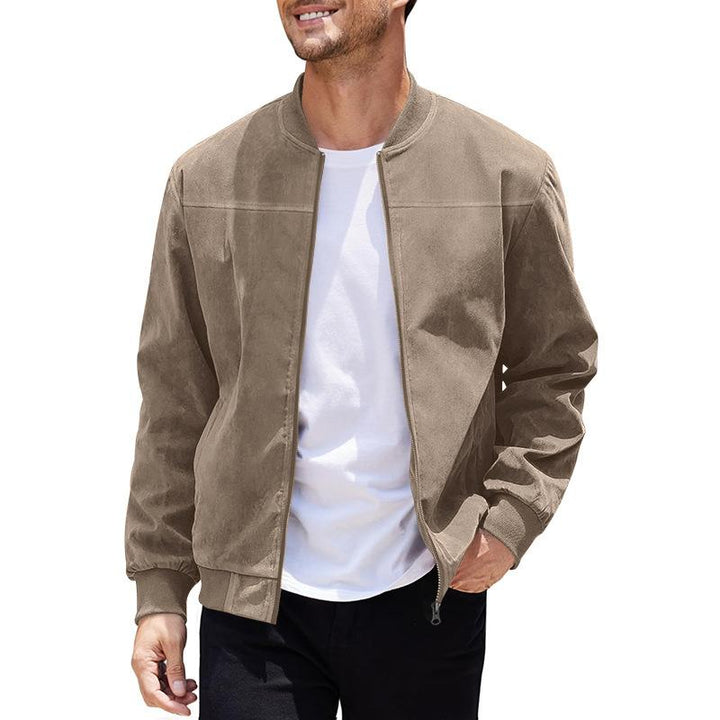 Leichte Übergangsjacke für Männer im Wildleder-Look mit Stehkragen